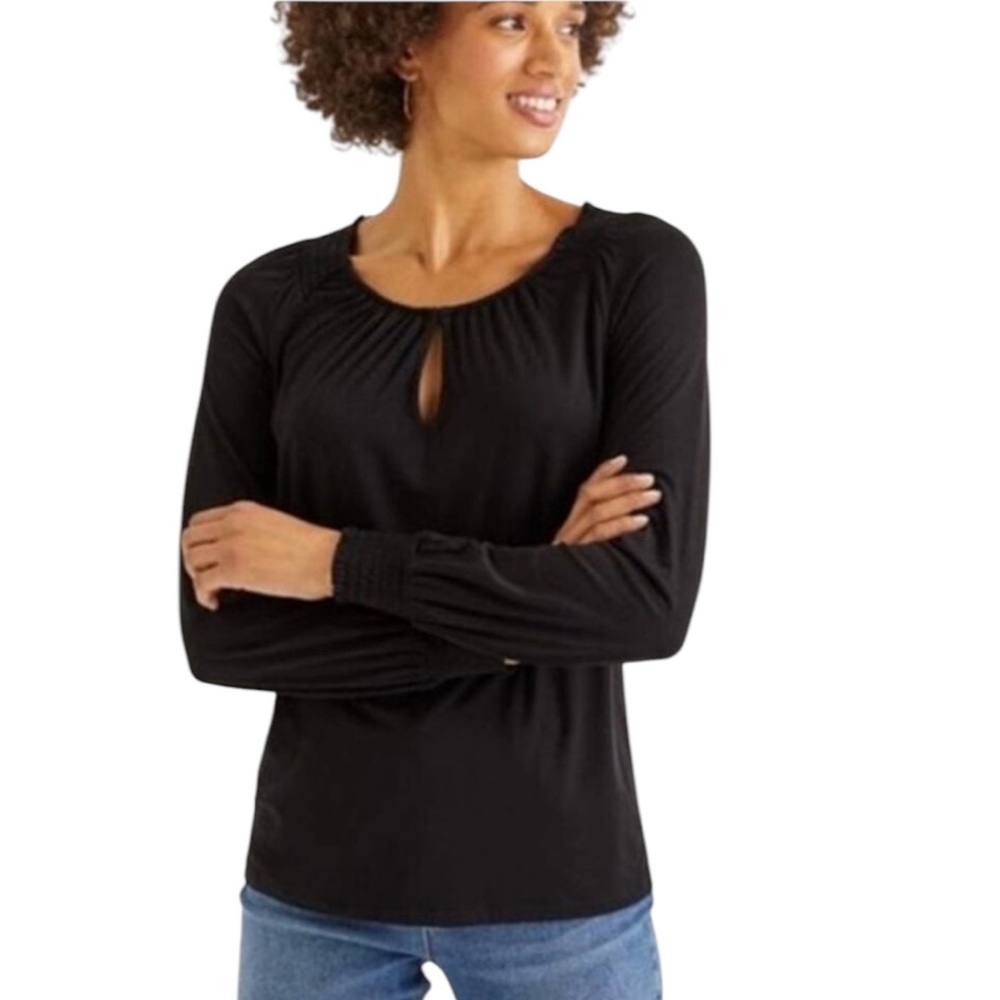 Boden Vicky Black Keyhole Blouse | US 6